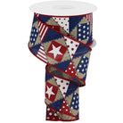 Shop For 2.5" Patriotic Patchwork Royal Ribbon: Natural (10 Yards) at Michelle's aDOORable Creations