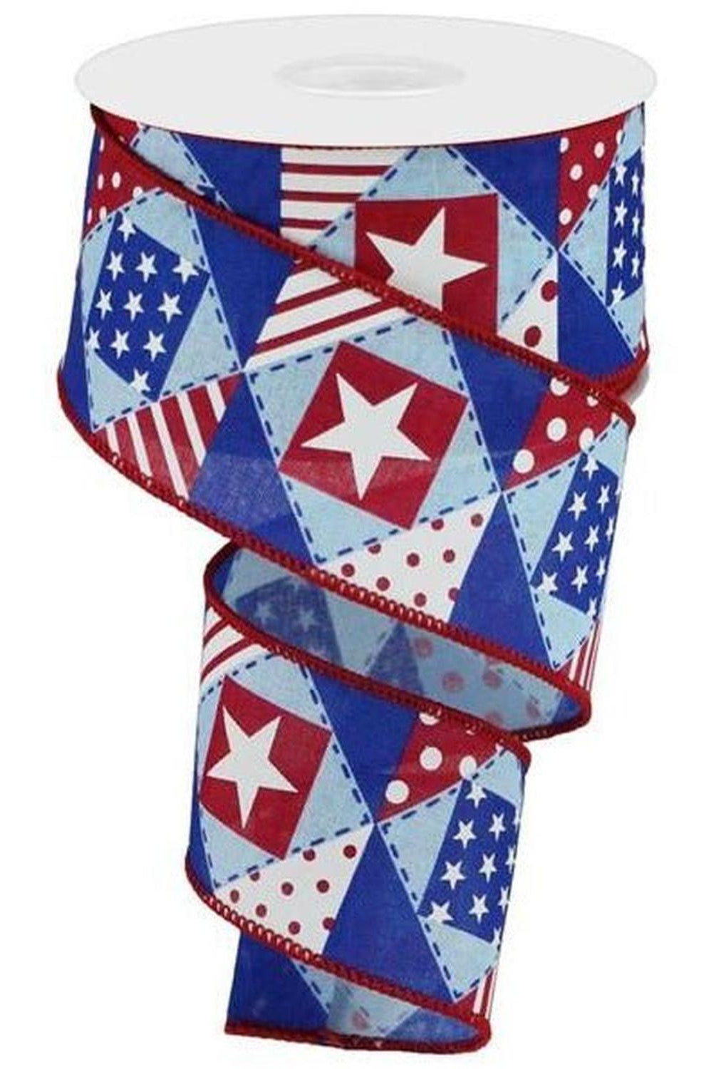 Shop For 2.5" Patriotic Patchwork Royal Ribbon: Pale Blue (10 Yards) at Michelle's aDOORable Creations