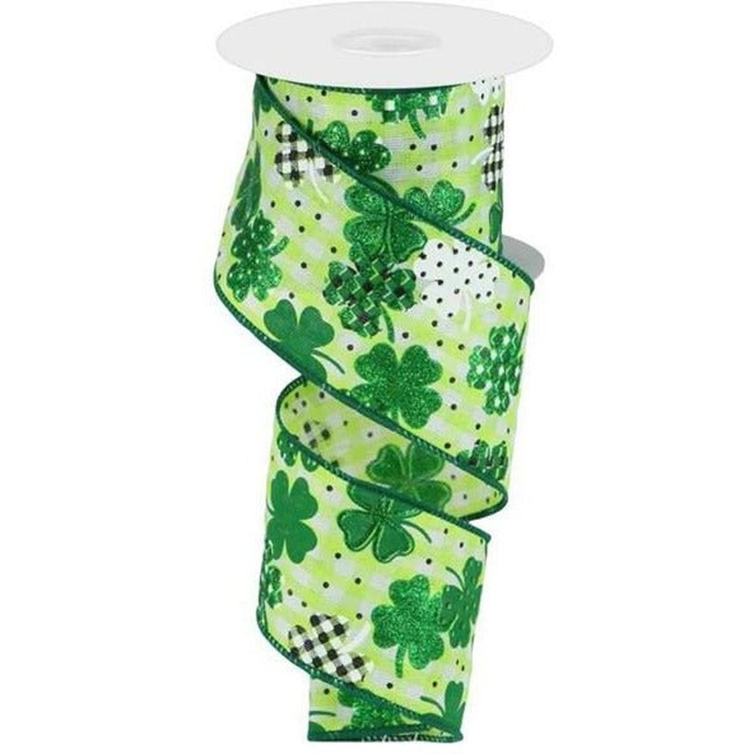Shop For 2.5" Pattern Shamrock Ribbon: Lime Green (10 Yards) at Michelle's aDOORable Creations