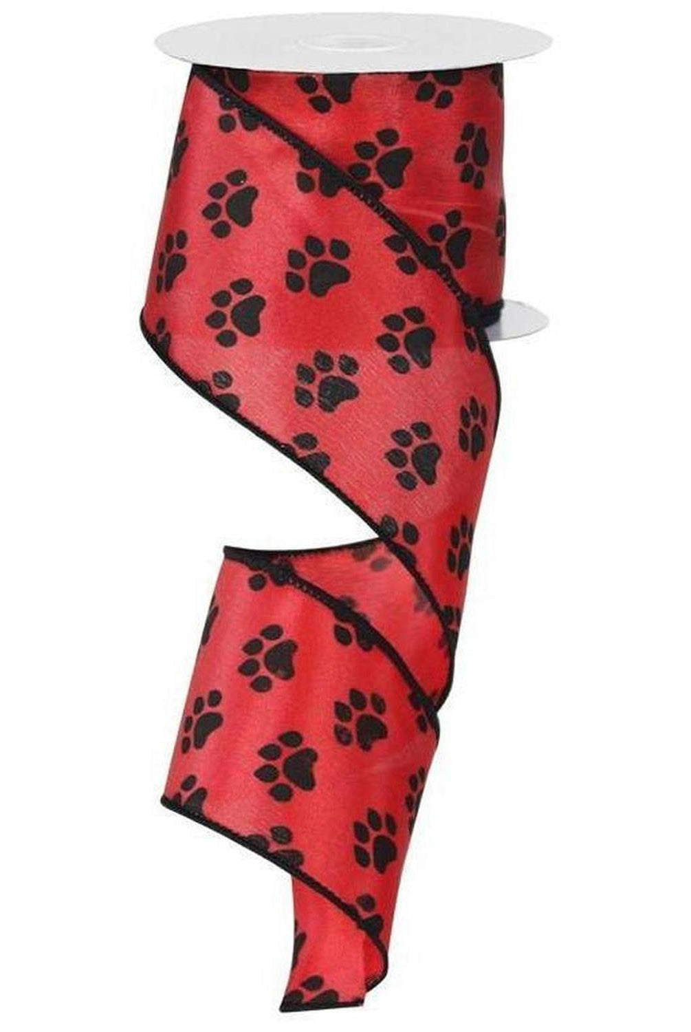 Shop For 2.5" Paw Print Ribbon: Black & Red (10 Yards) at Michelle's aDOORable Creations