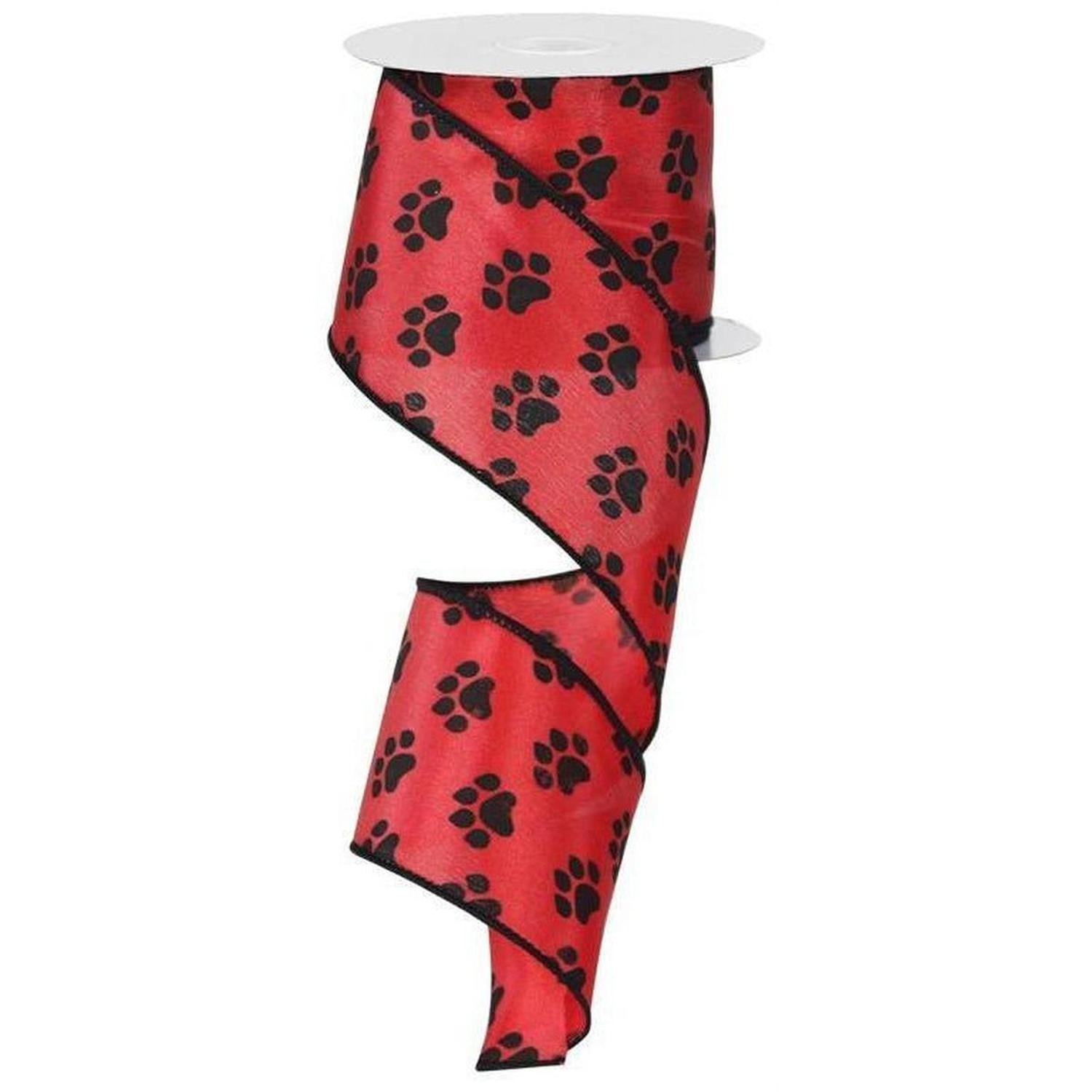 Shop For 2.5" Paw Print Ribbon: Black & Red (10 Yards) at Michelle's aDOORable Creations