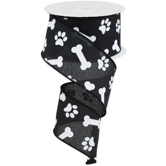 Shop For 2.5" Paw Print Royal Ribbon: Black (10 Yards) at Michelle's aDOORable Creations