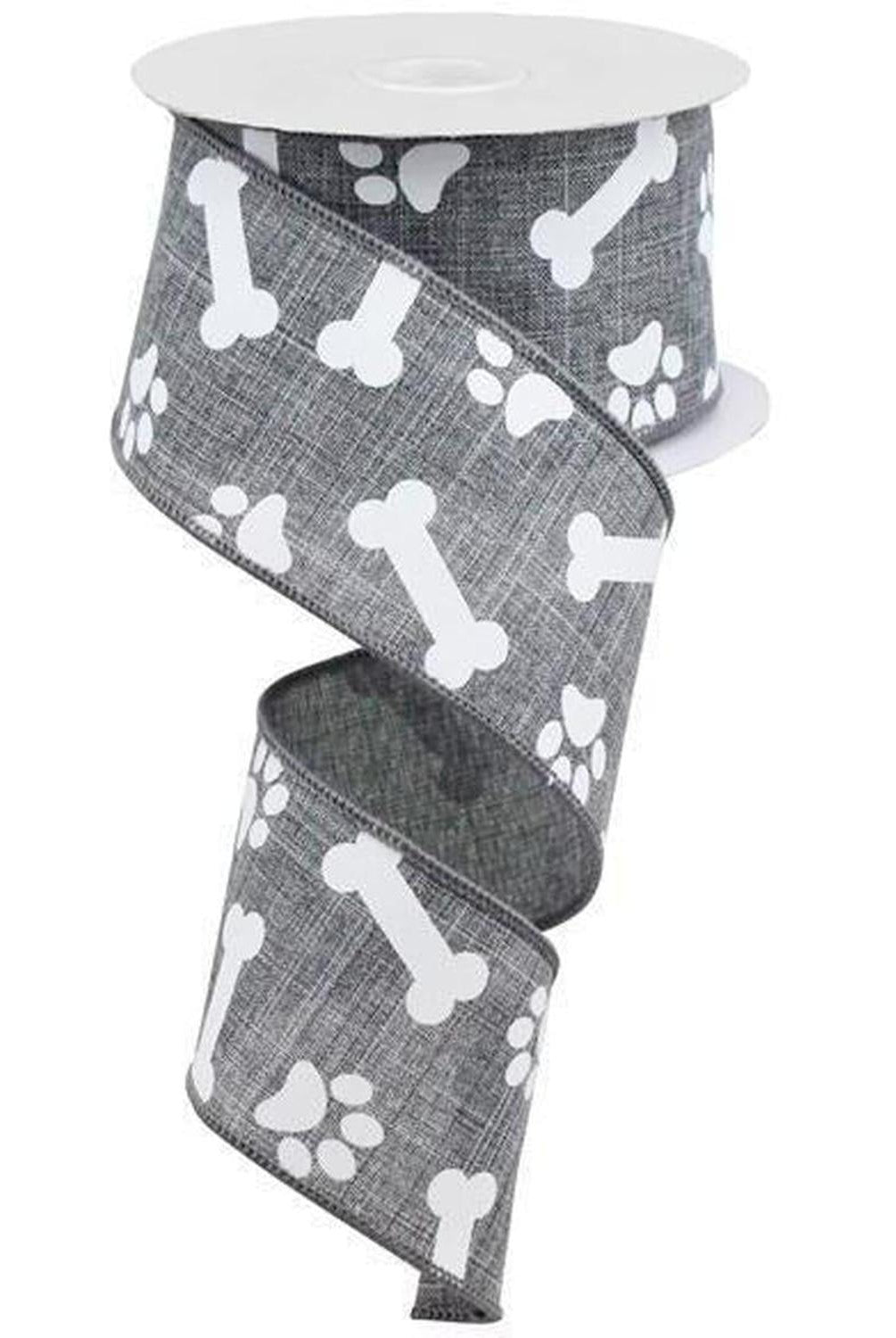 Shop For 2.5" Paw Print Royal Ribbon: Grey (10 Yards) at Michelle's aDOORable Creations