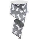 Shop For 2.5" Paw Print Royal Ribbon: Grey (10 Yards) at Michelle's aDOORable Creations