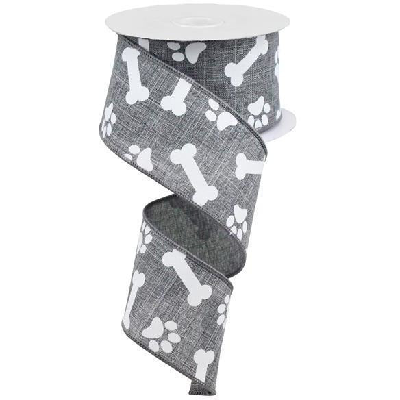Shop For 2.5" Paw Print Royal Ribbon: Grey (10 Yards) at Michelle's aDOORable Creations