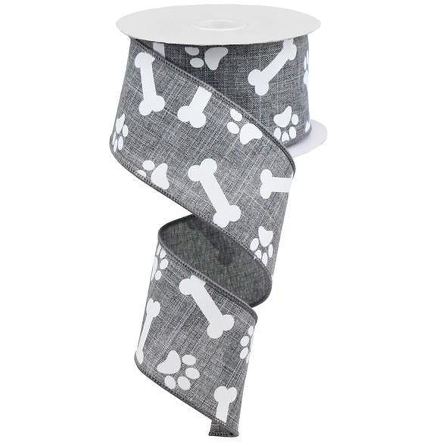 Shop For 2.5" Paw Print Royal Ribbon: Grey (10 Yards) at Michelle's aDOORable Creations