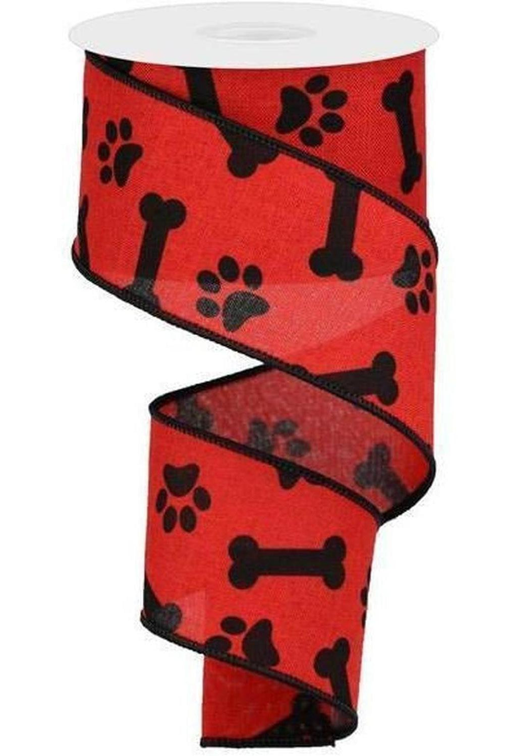 Shop For 2.5" Paw Print Royal Ribbon: Red & Black (10 Yards) at Michelle's aDOORable Creations