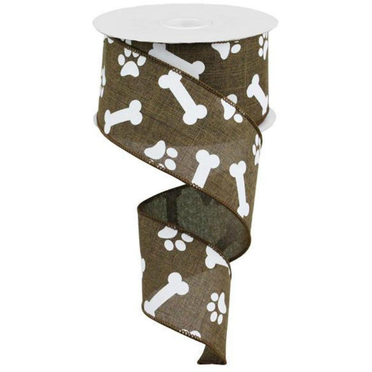 Shop For 2.5" Paw Print Royal Ribbon: Tan (10 Yards) at Michelle's aDOORable Creations