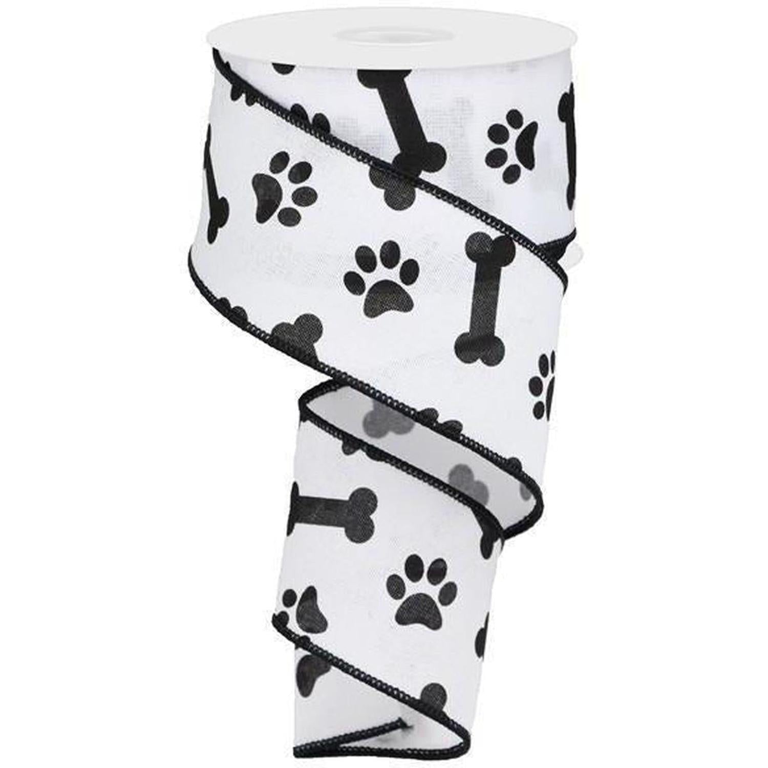 Shop For 2.5" Paw Print Royal Ribbon: White (10 Yards) at Michelle's aDOORable Creations