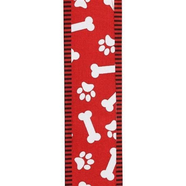 Shop For 2.5" Paw Print Thin Stripe Ribbon: Red & White (10 Yards) at Michelle's aDOORable Creations