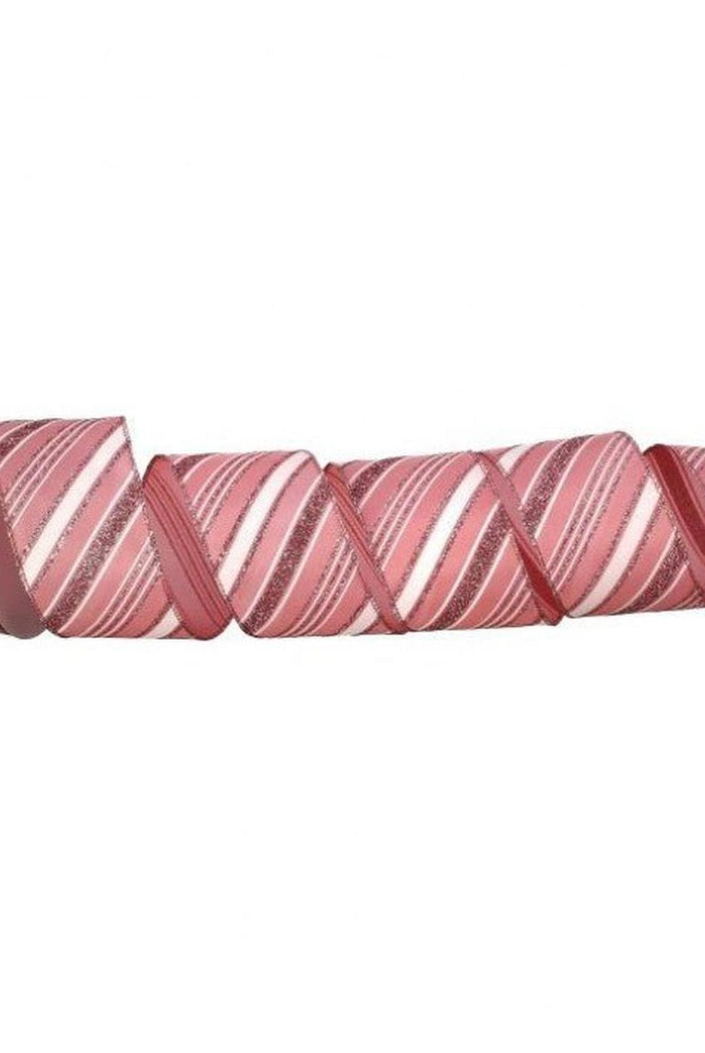 2.5" Peppermint Stripe Ribbon: Pink/White (10 Yards)