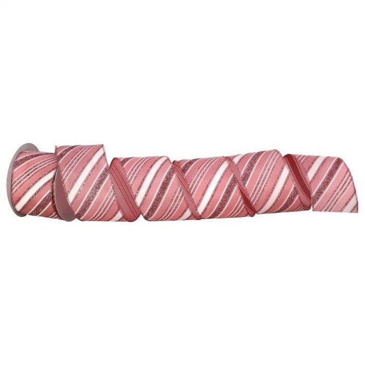 Shop For 2.5" Peppermint Stripe Ribbon: Pink/White (10 Yards) at Michelle's aDOORable Creations