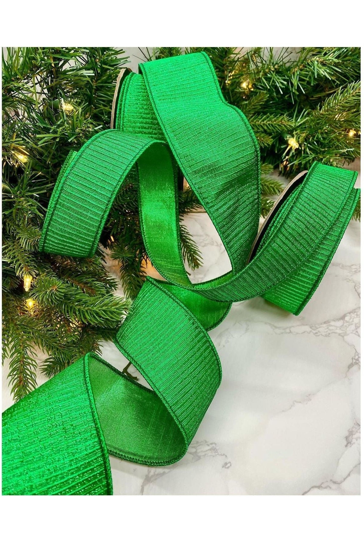 Shop For 2.5" Pleated Lame Ribbon: Green (10 Yards) at Michelle's aDOORable Creations