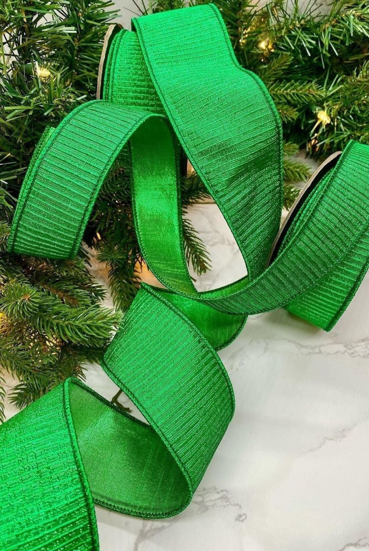 Shop For 2.5" Pleated Lame Ribbon: Green (10 Yards) at Michelle's aDOORable Creations