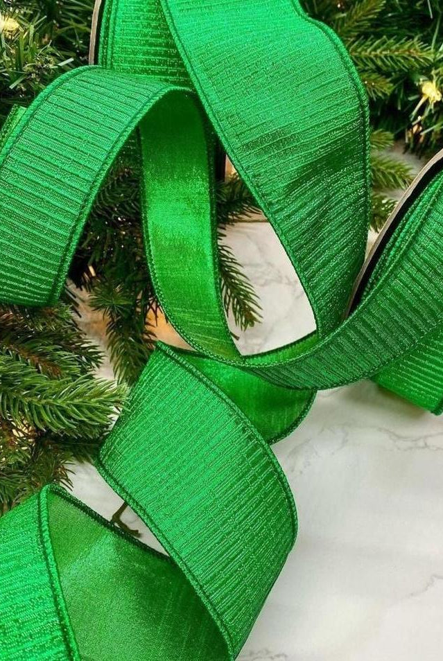 Shop For 2.5" Pleated Lame Ribbon: Green (10 Yards) at Michelle's aDOORable Creations