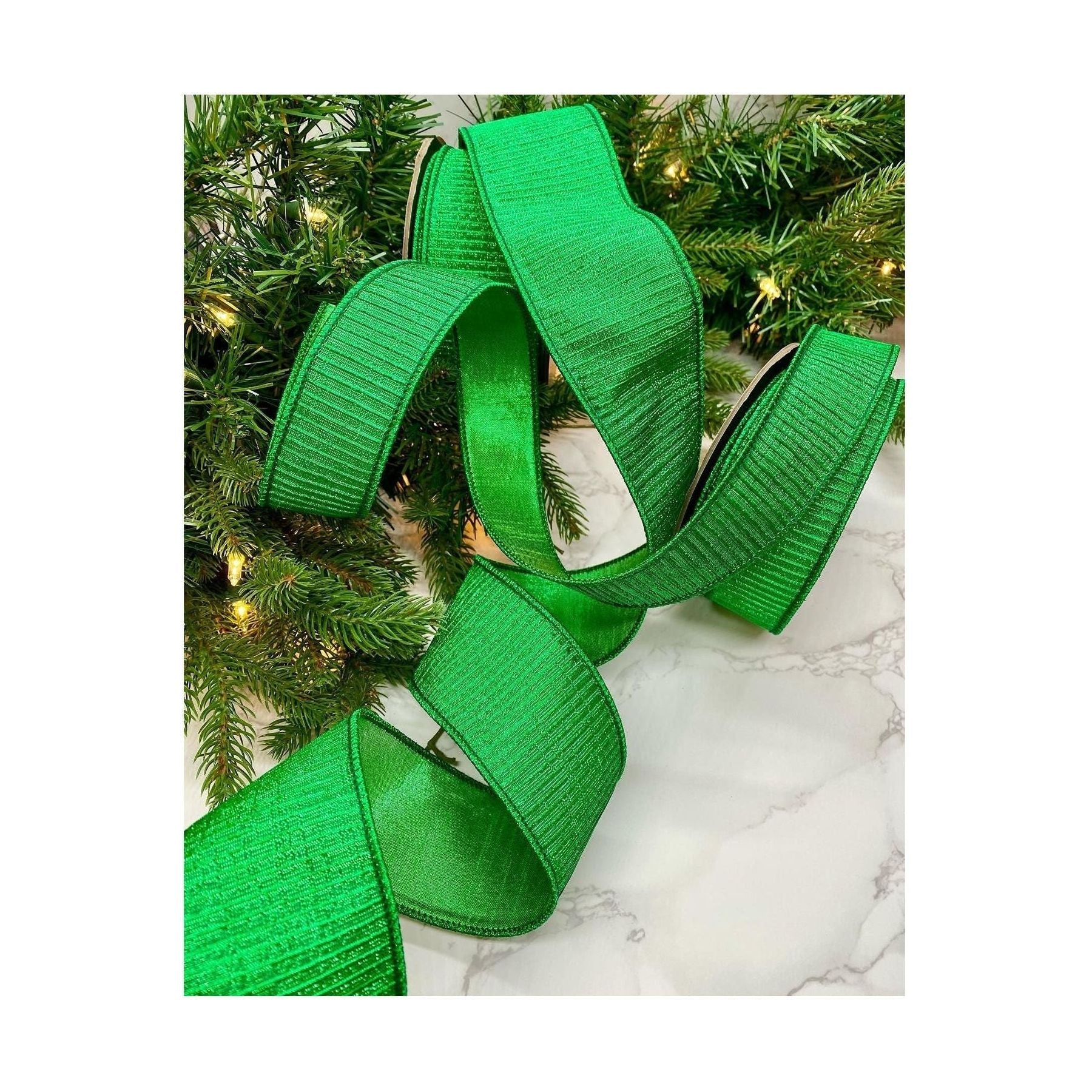 Shop For 2.5" Pleated Lame Ribbon: Green (10 Yards) at Michelle's aDOORable Creations