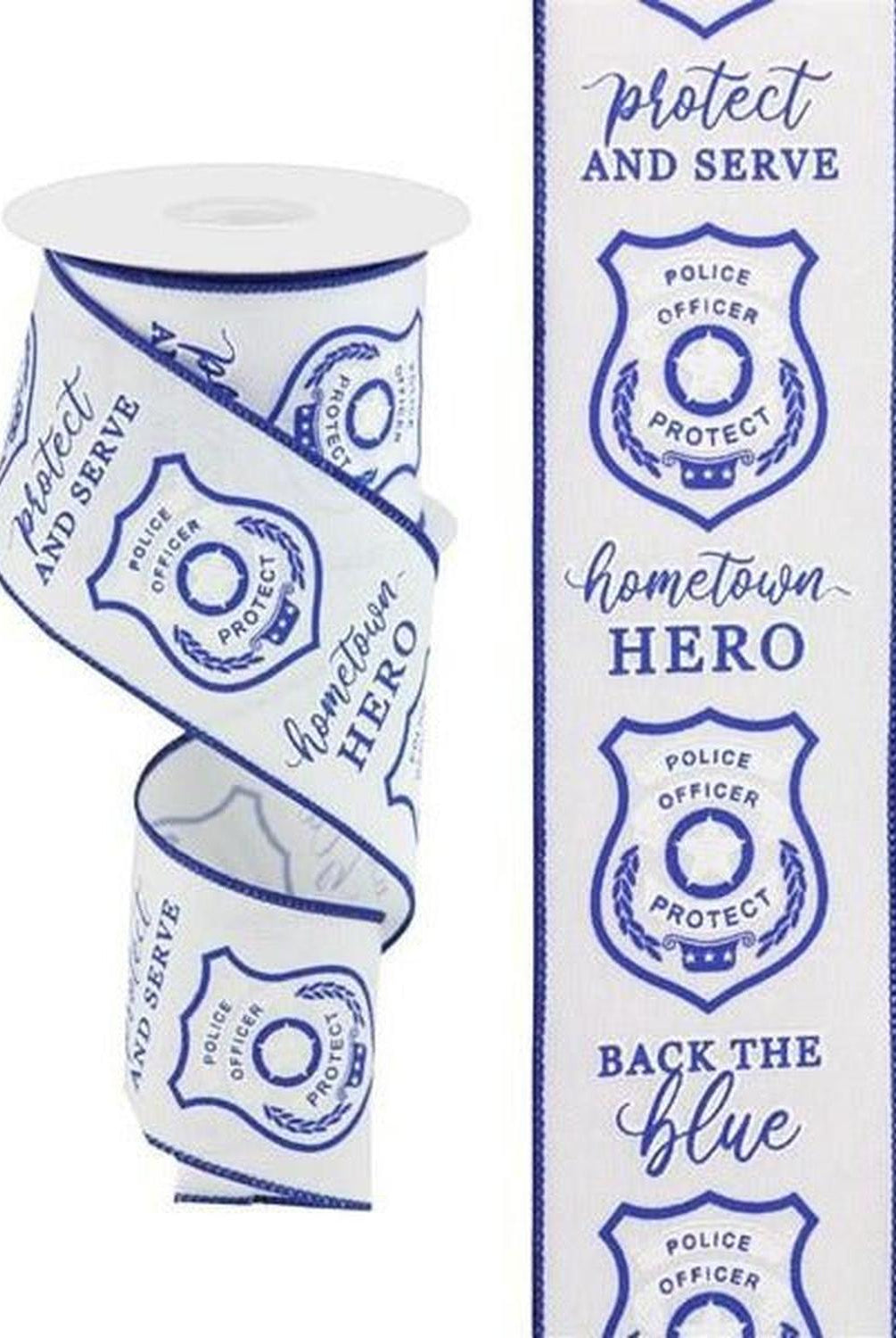 2.5" Police Badge Ribbon: White (10 Yards)