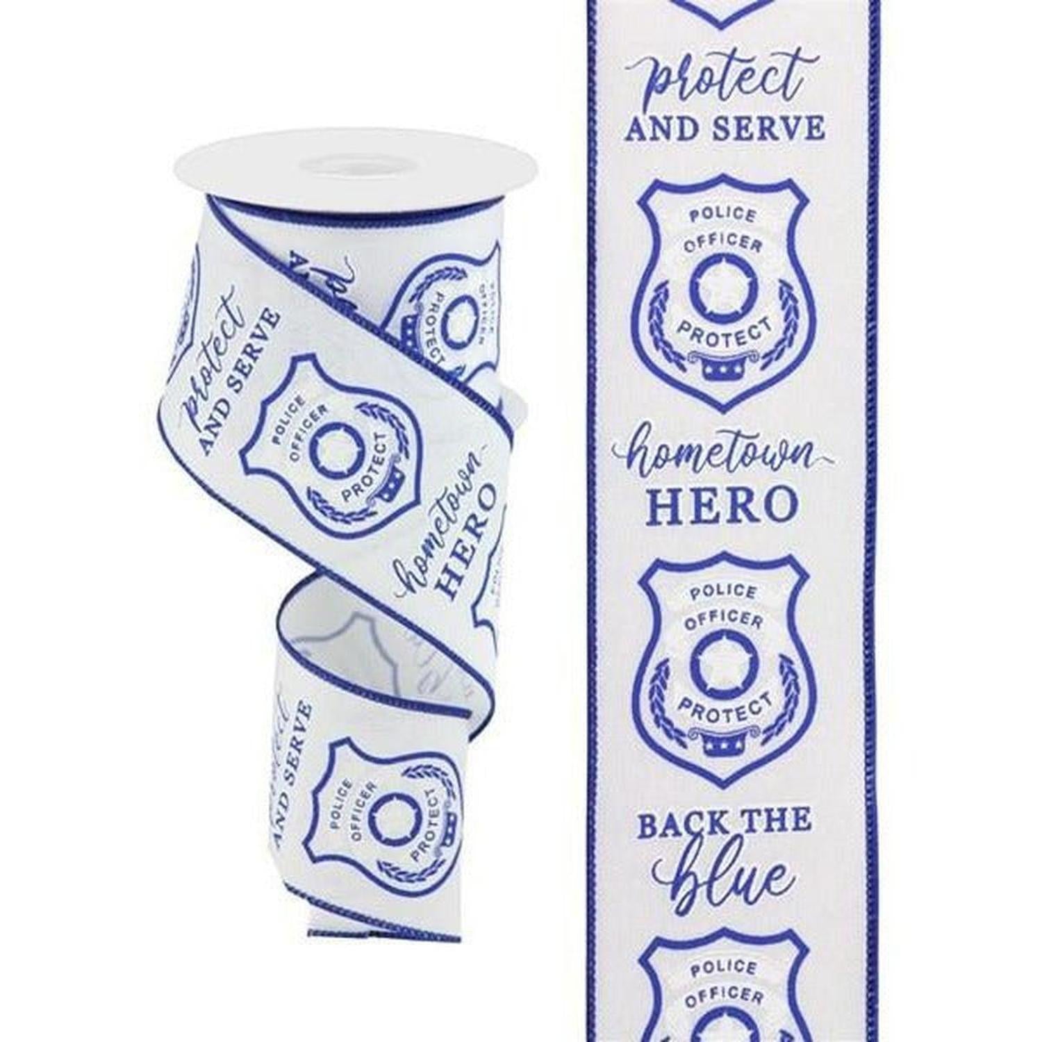 2.5" Police Badge Ribbon: White (10 Yards)