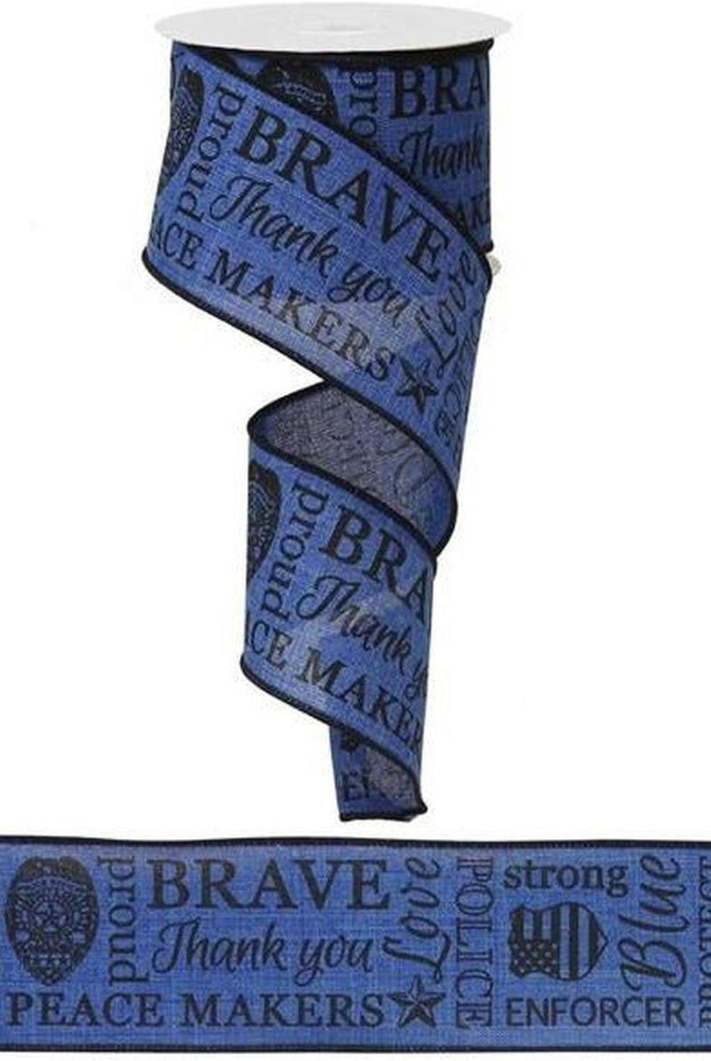 2.5" Police Support Ribbon: Black & Royal Blue (10 Yards)