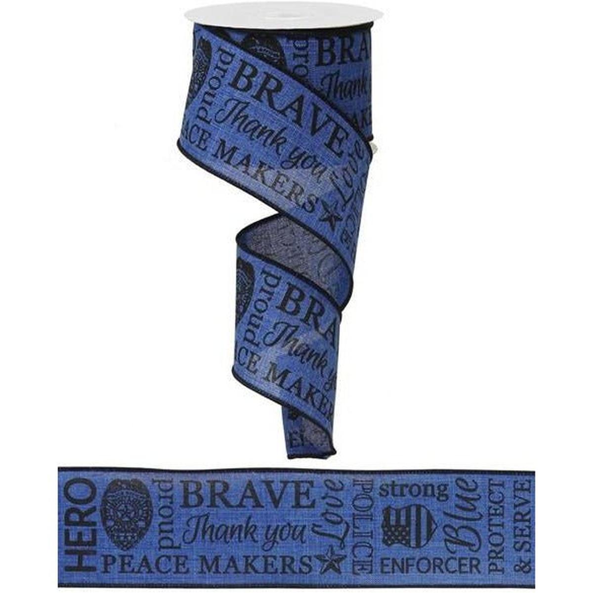 Shop For 2.5" Police Support Ribbon: Black & Royal Blue (10 Yards) at Michelle's aDOORable Creations