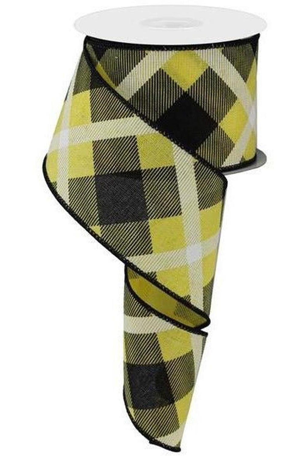 Shop For 2.5" Printed Plaid Ribbon: Yellow, Black, White at Michelle's aDOORable Creations