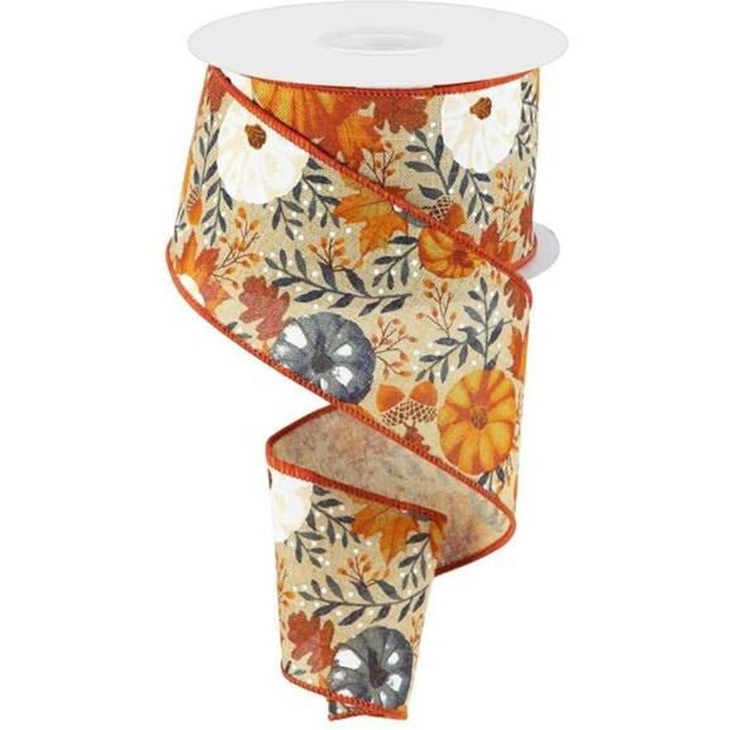 2.5" Pumpkin Foliage Ribbon: Brown (10 Yards)