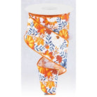 Shop For 2.5" Pumpkin Foliage Ribbon: White/Navy (10 Yards) at Michelle's aDOORable Creations
