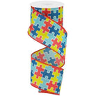 Shop For 2.5" Puzzle Piece Ribbon: Autism Awareness (10 Yards) at Michelle's aDOORable Creations