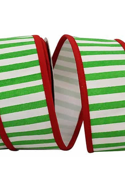 Shop For 2.5" Railroad Striped Ribbon: Green/White (10 Yards) at Michelle's aDOORable Creations