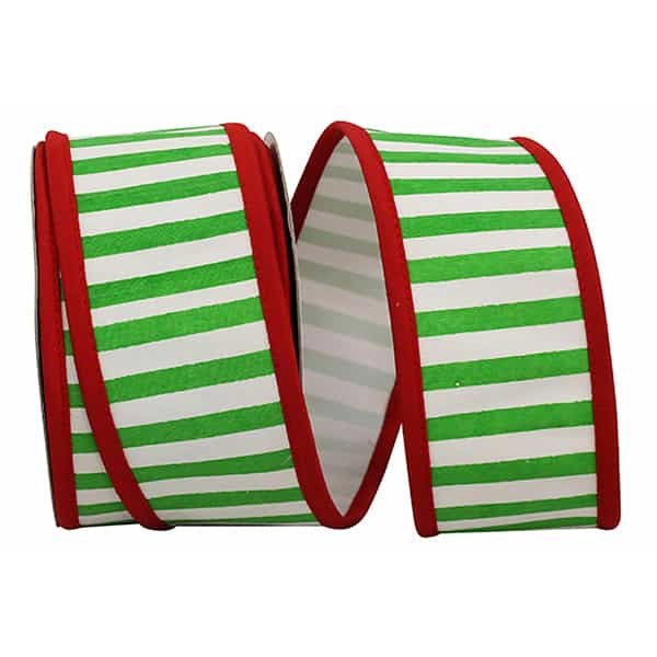 Shop For 2.5" Railroad Striped Ribbon: Green/White (10 Yards) at Michelle's aDOORable Creations
