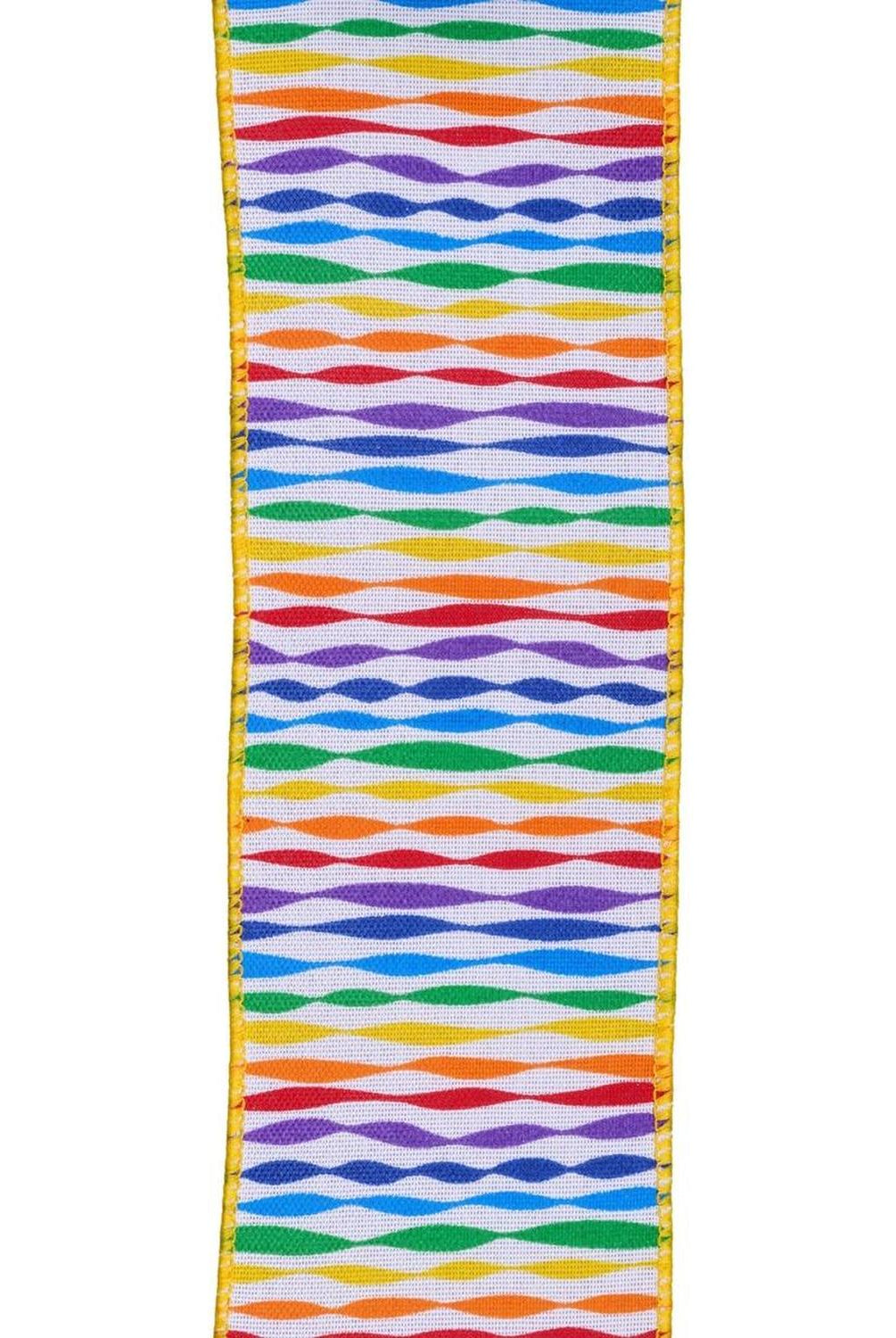 Shop For 2.5" Rainbow Twisted Stripe Ribbon: White (10 Yards) at Michelle's aDOORable Creations