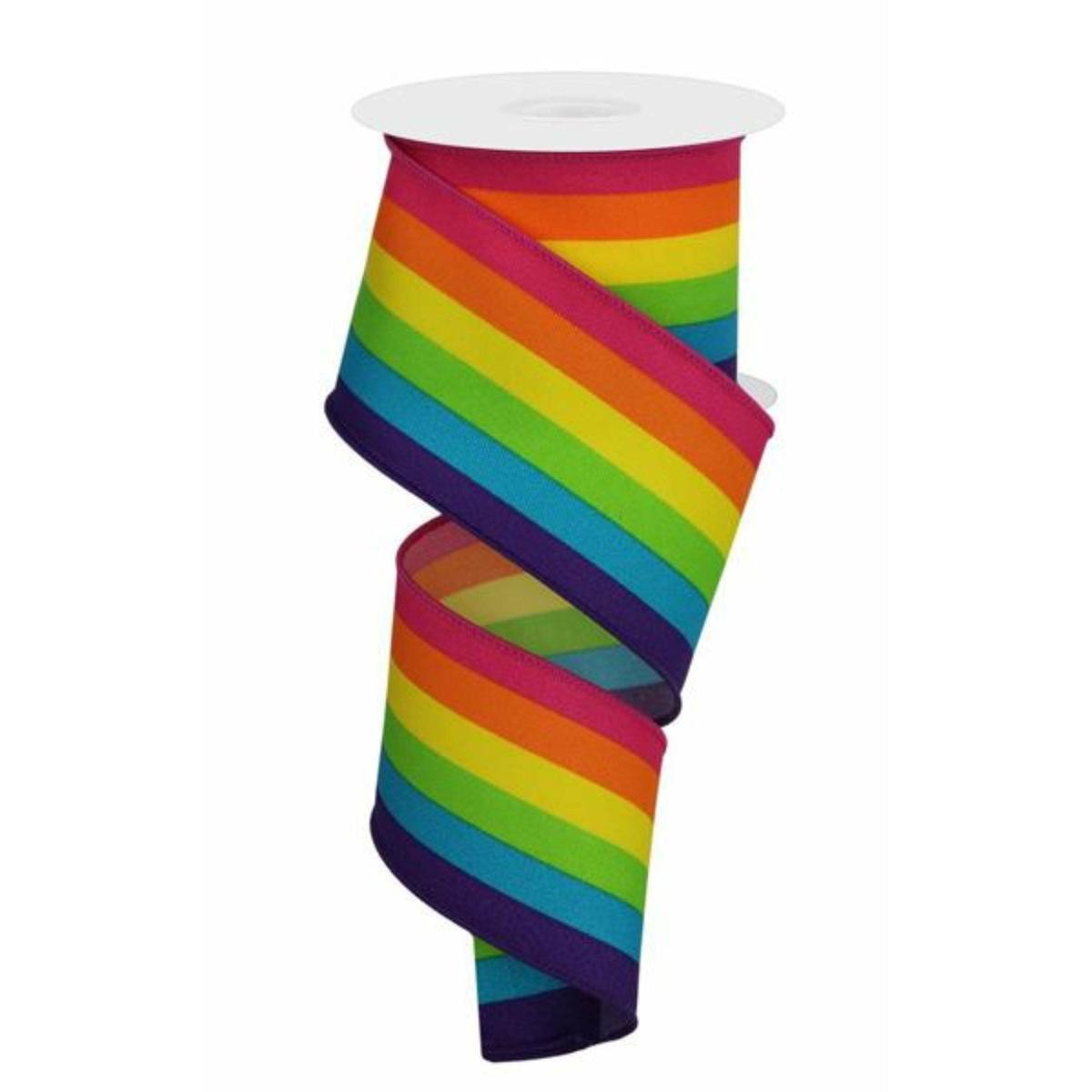 Shop For 2.5" Rainbow Vertical Stripe Ribbon: Primary Color (10 Yards) at Michelle's aDOORable Creations