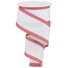 Shop For 2.5" Red Gingham Edge Ribbon: White (10 Yards) at Michelle's aDOORable Creations