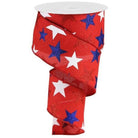 Shop For 2.5" Red Royal Canvas Ribbon: Patriotic Stars (10 Yards) at Michelle's aDOORable Creations