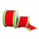 Shop For 2.5" Red Velvet Pom Ribbon: Lime Green (10 Yards) at Michelle's aDOORable Creations