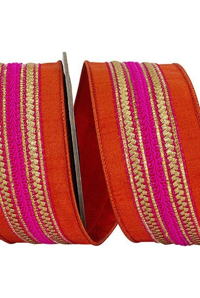 Shop For 2.5" Regal Stripe Trimming Dupioni Ribbon: Copper/Pink (5 Yards) at Michelle's aDOORable Creations