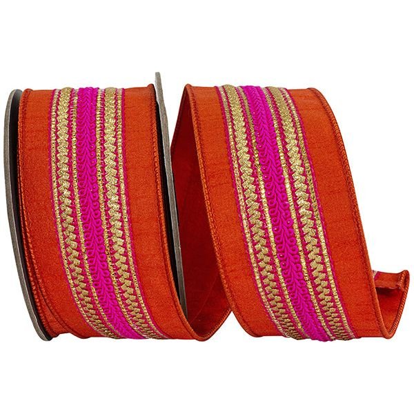 Shop For 2.5" Regal Stripe Trimming Dupioni Ribbon: Copper/Pink (5 Yards) at Michelle's aDOORable Creations