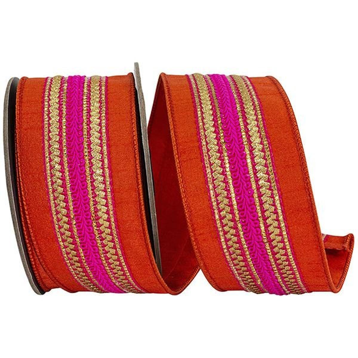 Shop For 2.5" Regal Stripe Trimming Dupioni Ribbon: Copper/Pink (5 Yards) at Michelle's aDOORable Creations