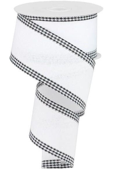 2.5" Royal Burlap Gingham Edge Ribbon: White (10 Yards) - Michelle's aDOORable Creations - Wired Edge Ribbon