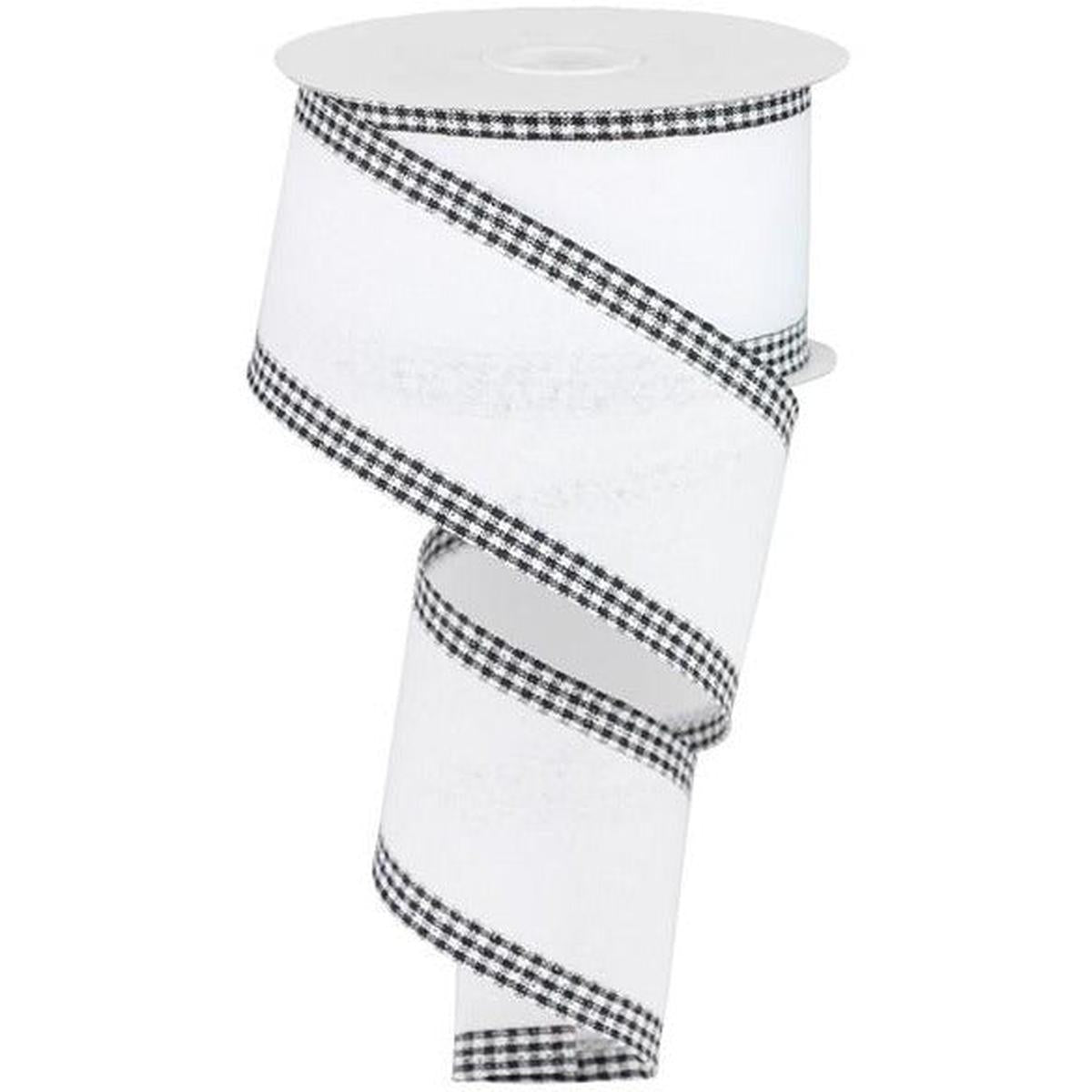 Shop For 2.5" Royal Burlap Gingham Edge Ribbon: White (10 Yards) at Michelle's aDOORable Creations