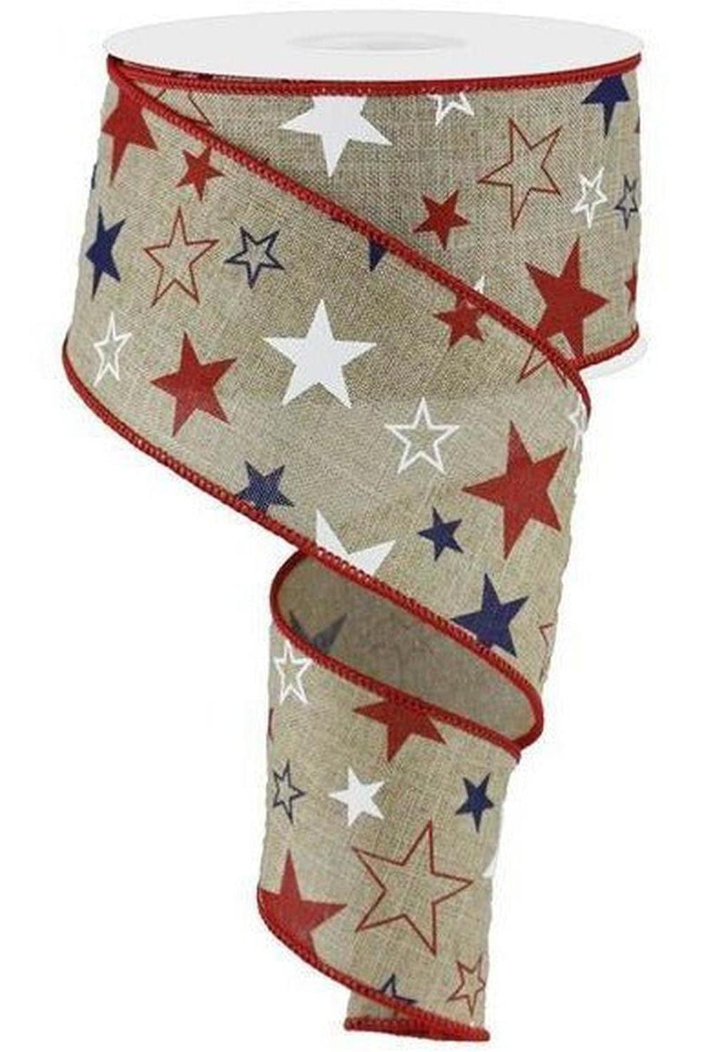 2.5" Royal Canvas Ribbon: Patriotic Stars (10 Yards)