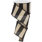 Shop For 2.5" Royal Canvas Wide Stripe Ribbon: Natural & Black (10 Yards) at Michelle's aDOORable Creations