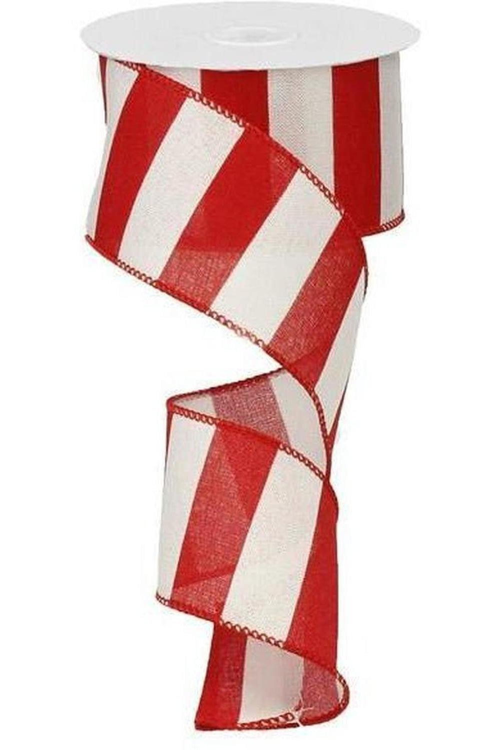 Shop For 2.5" Royal Canvas Wide Stripe Ribbon: Red & White (10 Yards) at Michelle's aDOORable Creations