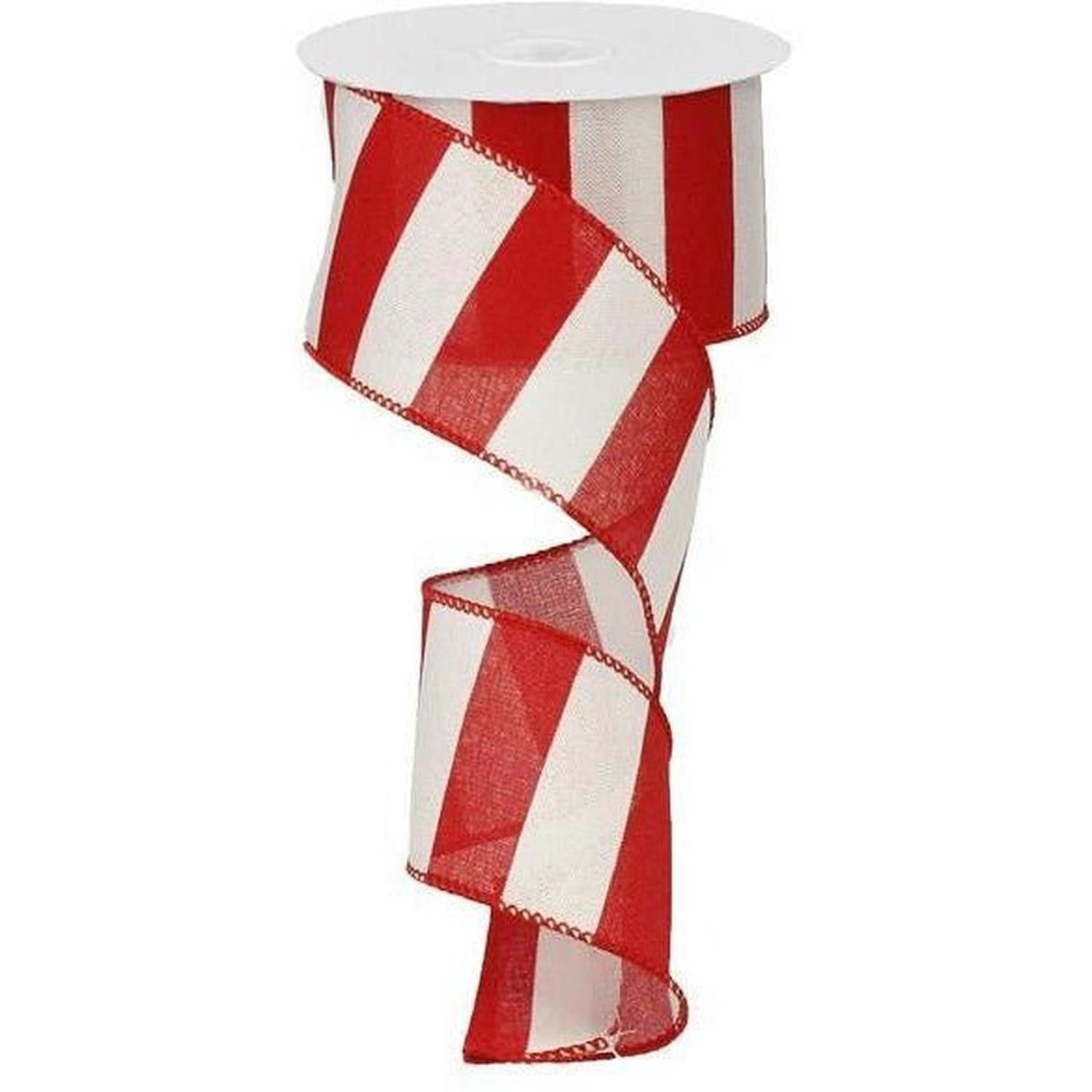Shop For 2.5" Royal Canvas Wide Stripe Ribbon: Red & White (10 Yards) at Michelle's aDOORable Creations