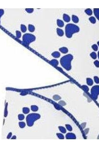 Shop For 2.5" Satin Paw Print Ribbon: Blue & White (10 Yards) at Michelle's aDOORable Creations