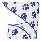 Shop For 2.5" Satin Paw Print Ribbon: Blue & White (10 Yards) at Michelle's aDOORable Creations