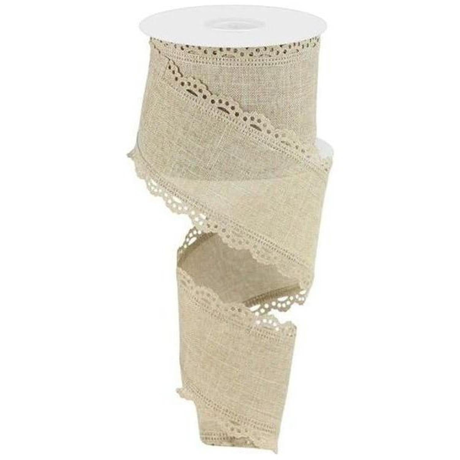 2.5" Scalloped Edge Ribbon: Buff (10 Yard)