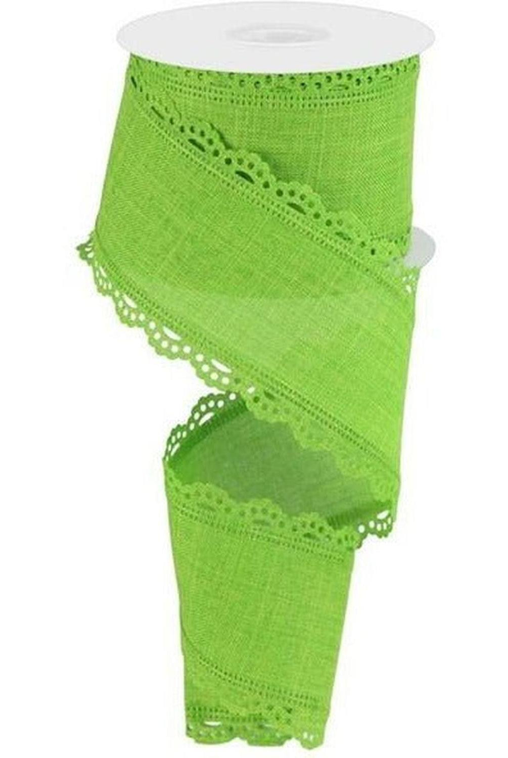 2.5" Scalloped Edge Ribbon: Fresh Green (10 Yards)