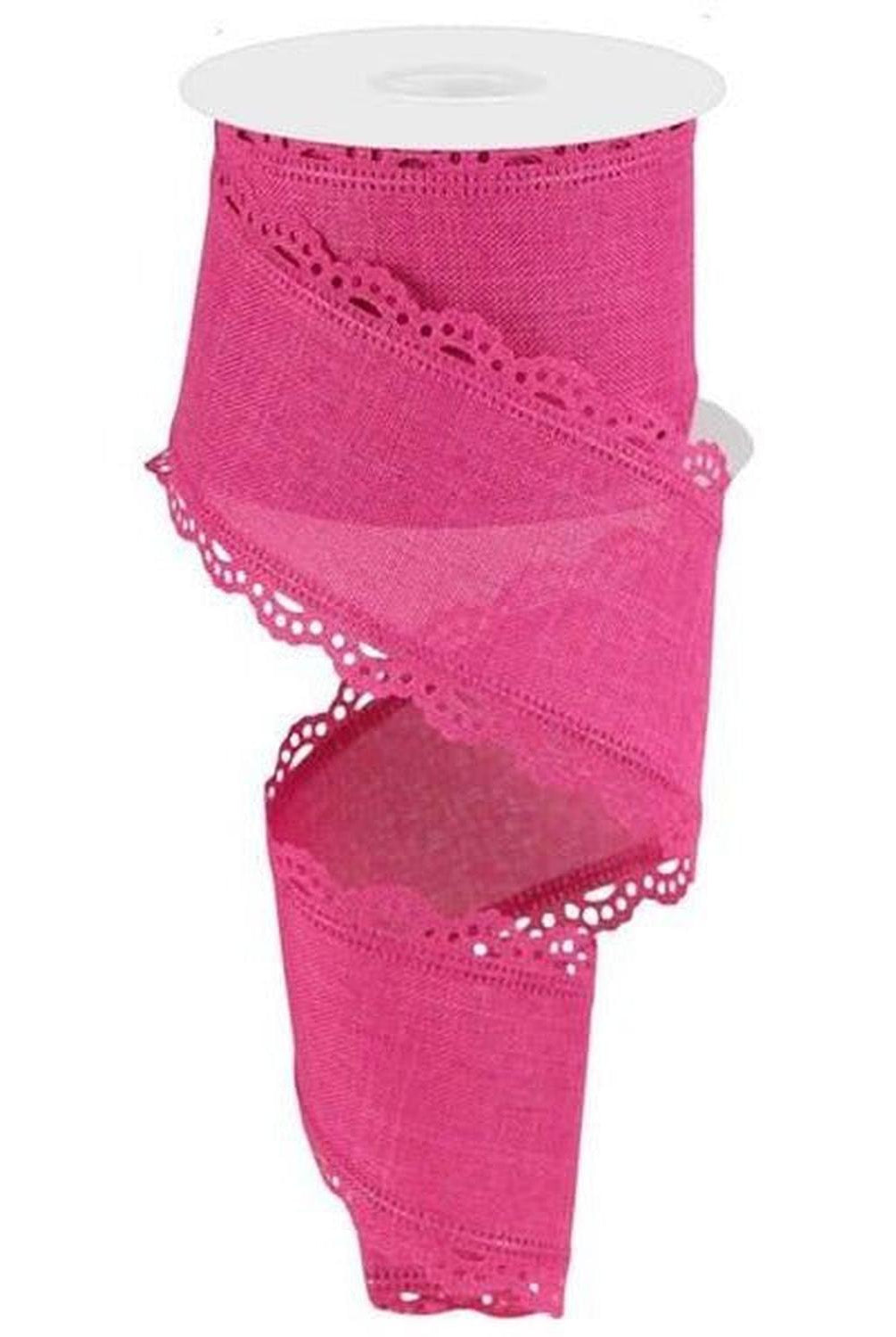 2.5" Scalloped Edge Ribbon: Fuchsia (10 Yard)
