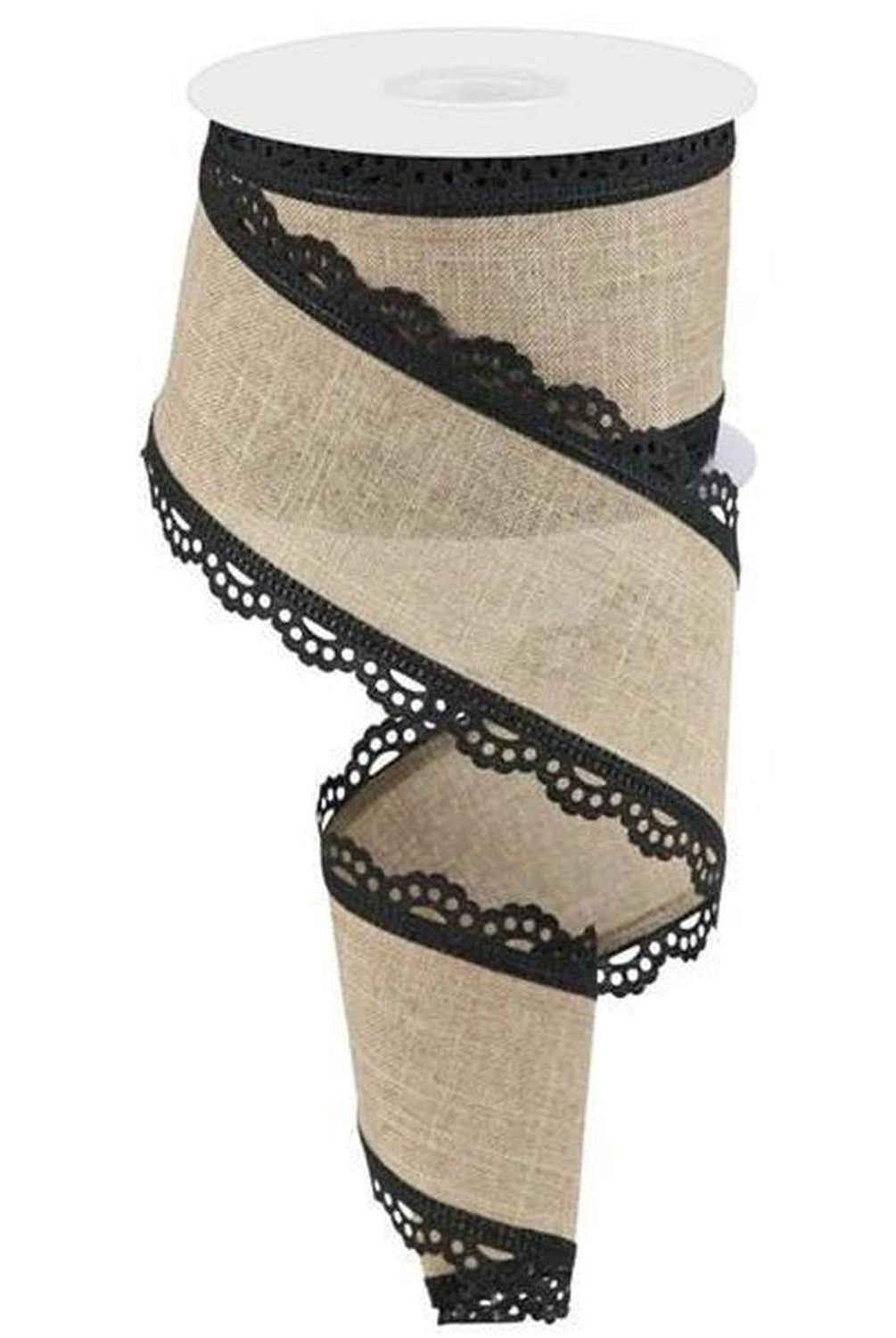 2.5" Scalloped Edge Ribbon: Light Beige (10 Yard)